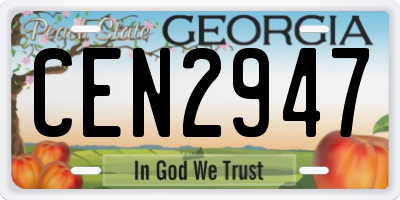 GA license plate CEN2947