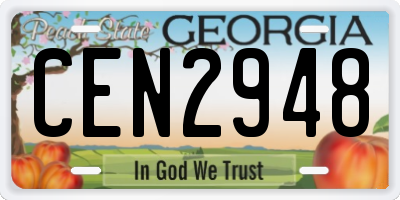 GA license plate CEN2948