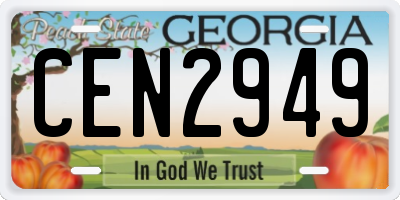 GA license plate CEN2949