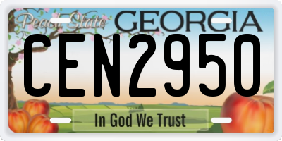 GA license plate CEN2950