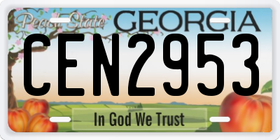 GA license plate CEN2953