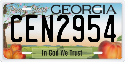 GA license plate CEN2954