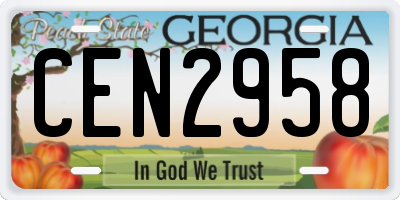 GA license plate CEN2958