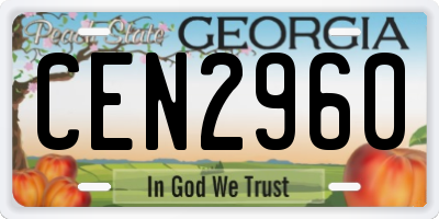 GA license plate CEN2960