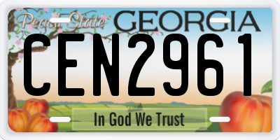 GA license plate CEN2961
