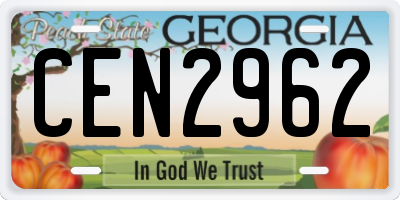 GA license plate CEN2962