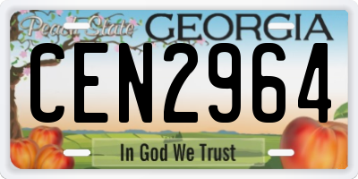 GA license plate CEN2964