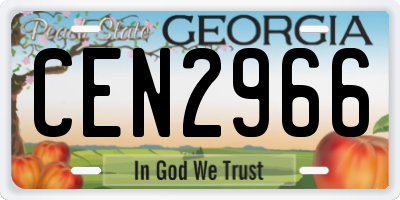 GA license plate CEN2966