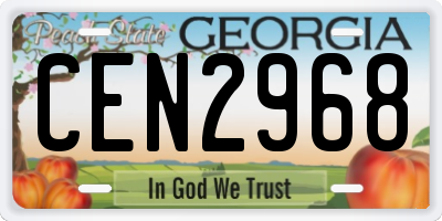GA license plate CEN2968