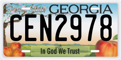GA license plate CEN2978