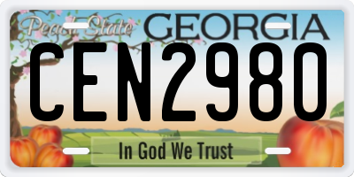 GA license plate CEN2980
