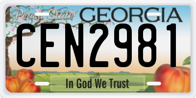 GA license plate CEN2981