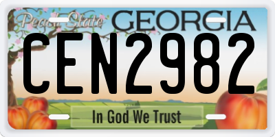GA license plate CEN2982