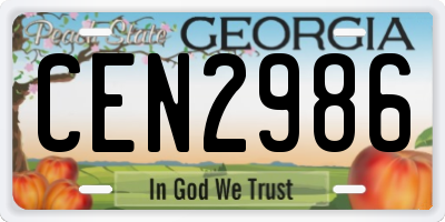 GA license plate CEN2986
