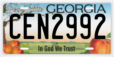 GA license plate CEN2992