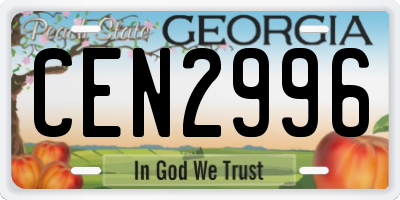 GA license plate CEN2996