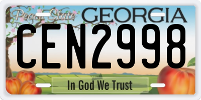 GA license plate CEN2998