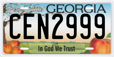 GA license plate CEN2999