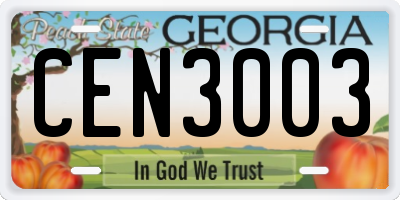 GA license plate CEN3003