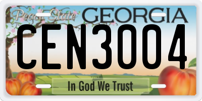 GA license plate CEN3004