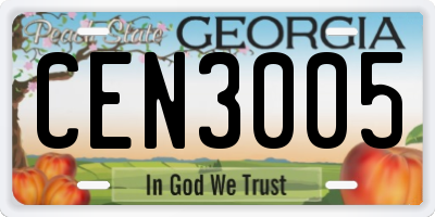 GA license plate CEN3005