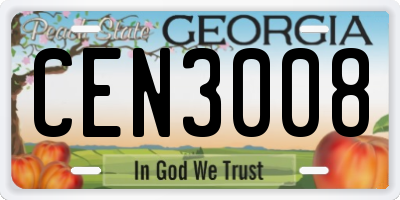 GA license plate CEN3008