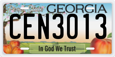 GA license plate CEN3013