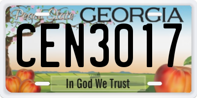 GA license plate CEN3017