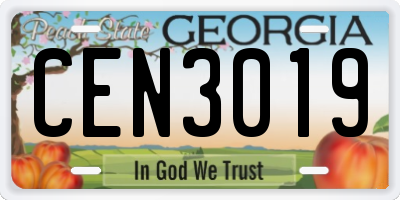 GA license plate CEN3019