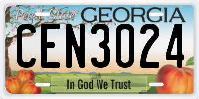 GA license plate CEN3024