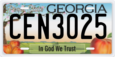 GA license plate CEN3025