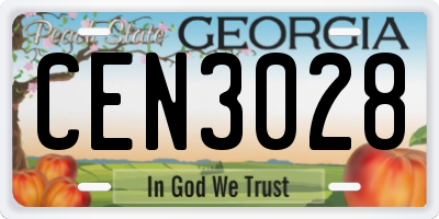 GA license plate CEN3028
