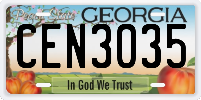 GA license plate CEN3035