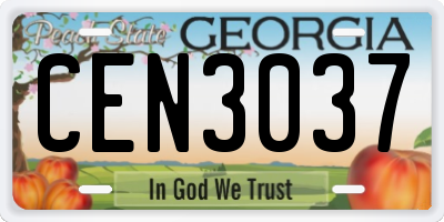 GA license plate CEN3037