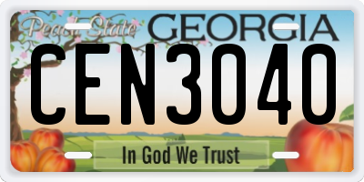 GA license plate CEN3040