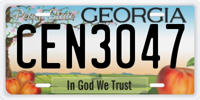 GA license plate CEN3047