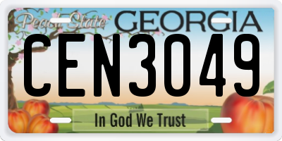 GA license plate CEN3049