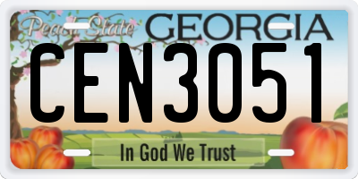 GA license plate CEN3051