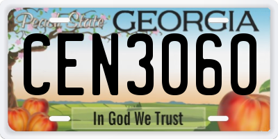 GA license plate CEN3060