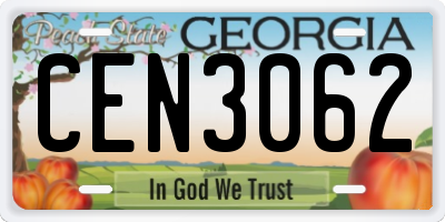 GA license plate CEN3062