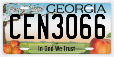 GA license plate CEN3066