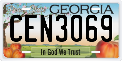 GA license plate CEN3069