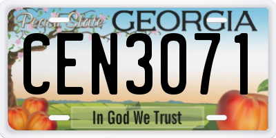 GA license plate CEN3071