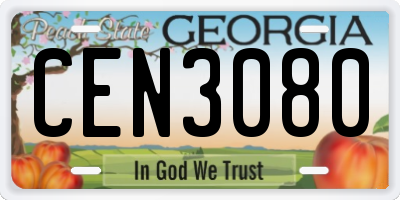 GA license plate CEN3080
