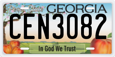 GA license plate CEN3082