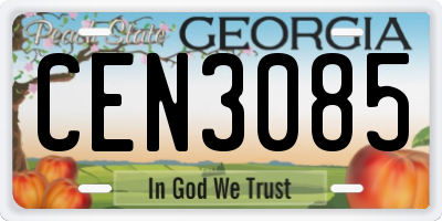 GA license plate CEN3085