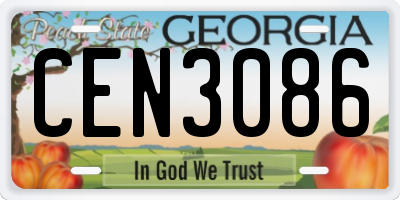 GA license plate CEN3086