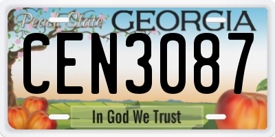 GA license plate CEN3087