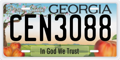 GA license plate CEN3088