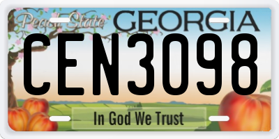 GA license plate CEN3098